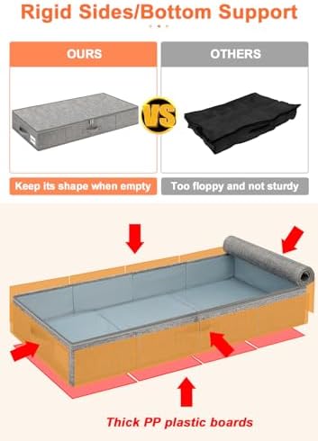 punemi 5 inch High Sturdy Low Profile Under Bed Storage, 2 Pack, Grey - Image 3