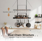 Hanging Pot Rack, 32-Inch Ceiling Pot Rack, 16 S Hooks, 100 lb Capacity - Image 5