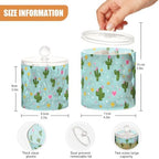 Blue Cactus Hearts Stars Qtip Holder Waterproof Dustproof Apothecary Jars with Lids For Bathroom Cotton Swabs Makeup Sponges Floss Picks Bath Salts 2 Pack - Image 3