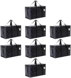 Moving Bags Heavy Duty Extra Large, Moving Boxes, Moving Supplies Essentials, Blue Storage Bins with Lids, Plastic Packing Totes, Storage Bags for Clothes with Handles & Zippers(Black, 8 Pack) by Unknown