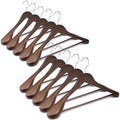 Wooden Coat Hangers - Wide Shoulder Hangers with Non Slip Pants Holder, Heavy Duty, for Men, Women, Suit, Coat, Jacket, Pants (Walnut, 10 Pack) by Uinicor