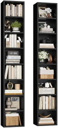 FOTOSOK 2 Pcs 71'' Tall Narrow Bookshelf, 8-Tier Media Tower Rack Set of 2 by FOTOSOK