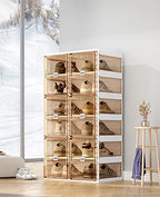 ANTBOX Foldable Shoe Rack,Shoe Organizers for Closet Plastic Shoe Storage Box For Entryway,Living Room,Large Sturdy Stackable Sneaker Cabinet Bins With Magnetic Clear Door 6 Tiers 12 Pairs - Image 5