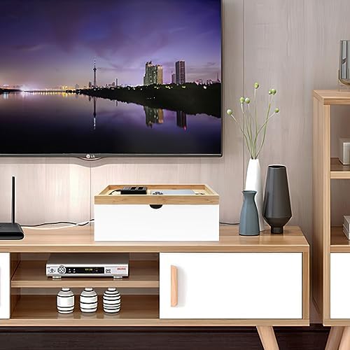 Bamboo Cable Management Box, Large Cord Organizer Box Cable Box to Hide Wires & Power Strips for Desktop Storage Cord Holder for Office Home,No Assembley Required - Image 5