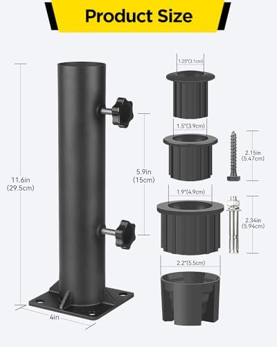 Patio Umbrella Stand Base - Reinforced Heavy Duty Outdoor Umbrella Holder and Clamp on Decks, Deck Umbrella Mount in Patio and Courtyard (Enhanced) - Image 6