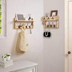 28.9" Wall Hanger Coat Rack Key Holder Wall Mount with Shelf,11Shelf with Coat Hooks Wall Mount, Coat Hangers for Bathroom, Living Room, Bedroom (Black) - Image 3