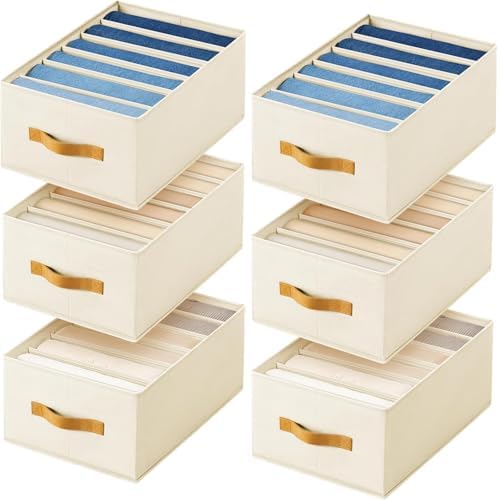 DIMJ Wardrobe Clothes Organizer - Foldable Closet Drawer Organizer Dividers for Jeans, Pants, Sweater, T Shirt, Storage Bins with Handles for Shelf by DiMJ