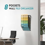 SUPEASY 8 Tier Wall File Organizer, Hanging Wall Mounted Mail Organizer with Label Slots, Metal Mesh File Holder Magazine Rack for Office, Home, School or Classroom, Black - Image 7