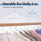 Smartor White Velvet Hangers 60 Pack, Space Saving Clothes Hangers with Tie Bar, Non-Slip Felt Hanger with Shoulder Notches, Heavy Duty Suit Hanger for Coat, Shirt, Pants, Dress - Image 4