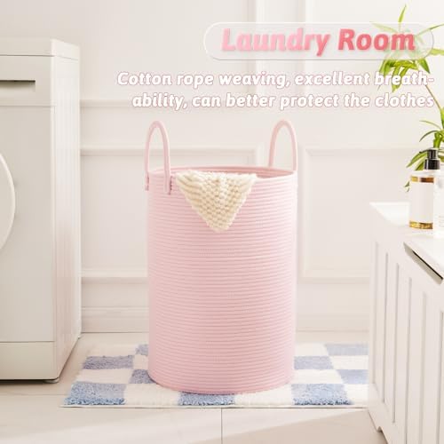 Artfeel Laundry Basket,Woven Cotton Rope Laundry Hamper,100L for Decorative Storage of Dirty Clothes,Toys and Blankets in Bathroom,Baby Room and Living Room - Image 5