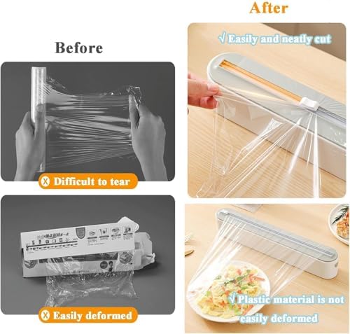 Magnetic Wrap Dispenser with Cutter for Fridge, Refillable Magnetic Plastic Wrap Dispenser with Slide Cutter, Magnetic Aluminum Foil Dispenser, for Worktops & Cabinets (yellow+gray, Magnetic) - Image 6