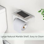 Gypie Toilet Paper Holder with Marble Shelf, Wall Mounted White - Image 5