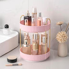 Aveniee 360 Rotating Makeup Organizer for Vanity, Skincare Perfume Organizers, Bathroom Countertop Organizer and Storage, Clear Cosmetics Lipstick Holder for Dresser,2 Tiers, Pink by Aveniee