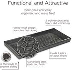 Good Directions Medium Boot Tray, Double Circles Multi-Purpose All Weather Decorative Tray, Shoes, Plants, Pet Bowls, 30x13x2 Inch, Dark Zinc Gray Steel - Image 2