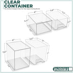 Sorbus Clear Stackable Storage Drawers (2 Pack, 7.6'' and 4.4'' Tall) - Image 3