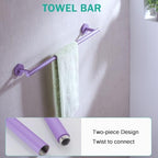 Bathroom Hardware Set,Purple 5 Pieces Bathroom Towel Bar Set,24 inch Towel Bar,Towel Ring for Bathroom,Robe Towel Hooks,Toilet Paper Holder Wall Mounted(Drilling),SE96006S-5PP - Image 3