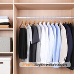 Amazon Basics Wood Suit Clothes Hangers for Closet Organizer, Natural, 30-Pack - Image 6