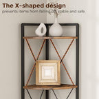 5 Tier Corner Shelf Stand, 64" H Tall Corner Bookshelf, Rustic Brown - Image 5