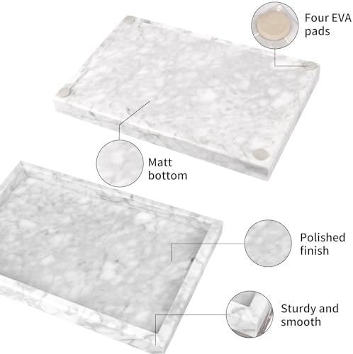 Marble Bathroom Vanity Tray, Carrara White, 12"x 8" x1.2" - Image 3