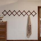 SKOLOO Accordion Wall Hanger with 22 Hooks, Modern Expandable Coat Rack Hat Rack for Wall, Solid Wooden, Walnut Color - Image 2