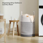 Nunsino Laundry Hamper 75L,Large Laundry Basket for Clothes,Decorative Storage Basket for Blankets,Cotton Rope Woven basket for bedroom,Grey White - Image 3
