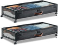 VEVOR Under Bed Storage with Wheels, 36.0 x 18.1 x 7.3 inch, Underbed Containers with Clear Lid, Underbed Shoe Organizer, Rolling Under the Bed Storage Bins for Clothes Shoes Blankets Bedroom, 2 Pack by VEVOR