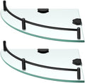 Crowye 4 Pcs Corner Shower Shelf 2-tier Glass Corner Shelf Stainless Steel Wall Mounted Bathroom Organizer for Storing Shower Gel Shampoo Brush, 9.25 Inches (Black) by Crowye