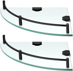 Crowye 4 Pcs Corner Shower Shelf 2-tier Glass Corner Shelf Stainless Steel Wall Mounted Bathroom Organizer for Storing Shower Gel Shampoo Brush, 9.25 Inches (Black) by Crowye