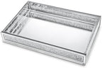 Crush Diamond Mirror Perfume Tray, Silver Glass Mirror Trays for Vanity by Kanpura