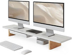 Fenge 42.5" Dual Monitor Stand with Storage Drawer & Solid Wood Legs by Fenge