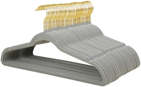 ManGotree Velvet Coat Hangers with 360° Swivel Gold Hook 48 Pack Grey by ManGotree