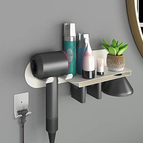 FLE Hair Dryer Stand Holder Wall Mount Storage Rack White - Image 2