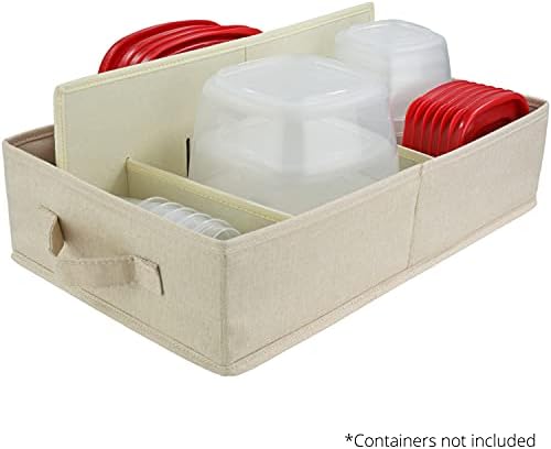 Food Storage Container Organizer Box – A Kitchen Drawer Organizer Compatible with Rubbermaid, Glad Containers and Lids – Adjustable Foldable Cloth Box - Image 2