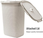 Mind Reader Tall Tapered Laundry Hamper with Lid, 60L Clothes Basket, Narrow Base Design for Bathrooms, Closets and Laundry Rooms, Plastic, 2 Pack, Ivory - Image 5