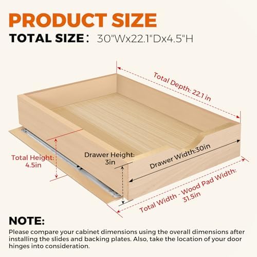 Pull Out Drawers for Cabinet Wood 30" W x 23" D Slide Out Organizer - Image 2