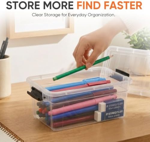 Superio 1.85 Quart Clear Plastic Storage Boxes with Lids, Stackable Organizer Containers, BPA-Free Storage Bins for Home, Office, School & Dorm, 4 Pack - Image 2