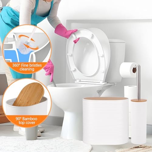 10 PCS White Bathroom Accessories Set with Trash Can Bathroom Accessory - Image 5