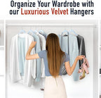 Sishynio Velvet Hangers 50 Pack, Non-Slip Slim Felt Clothes Hangers Blue - Image 7