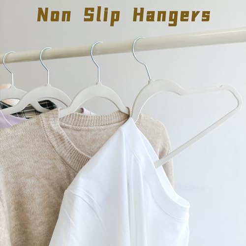 Gray Velvet Hangers 60 Pack, Adult Hangers Anti-Slip Slim Space Saving Hangers with 360° Swivel Hook, 17.5 Inch Clothes Hangers for Coats,Sweater,Jackets,Dresses, Shirts, Suits & T-Shirts - Image 2