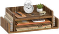 Wooden Desk Organizer, 3-Tier Paper Trays with 2 Mail Sorters, Dark Brown by SUPEASY