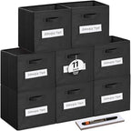 Fabric storage cubes (Set of 8) 11 Inch Cube Storage Bin, Cube storage with 8 Labels Window Cards & a Pen, Foldable cube organizer bins,11x11 Storage bin, Cubby Organizer Boxes, Black by Artsdi