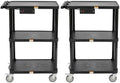 Pearington 3-Shelf Mobile Utility Cart with 3 Outlets and 8' Cord, Heavy-Duty Service Cart for Offices and Warehouses with 3 Shelves, Black, 2 Pack by Pearington