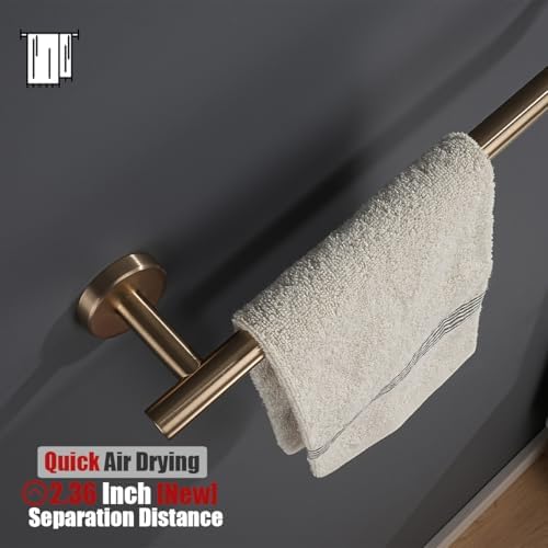 JQK Champagne Bronze Towel Bar, 20.5 Inch 304 Stainless Steel Thicken 0.8mm Towel Rack Bathroom, Towel Holder Wall Mount, Useable Length 18 Inch, TB110L18-CB - Image 7