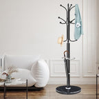 ZOZOE Metal Coat Rack Stand, Modern Coat Rack Freestanding with Natural Marble Base, Sturdy Coat Racks with 12 Hooks & Umbrella Holder,Black Coat Tree Hanger Stand for Bags,Hats,Entryway,Office - Image 7