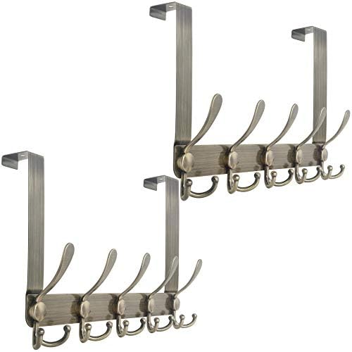 WEBI Over The Door Hook Door Hanger Hook Rack with 5 Tri Hooks for Hanging Coats, Door Towel Rack Towel Hanger Door Coat Hanger Over Door Coat Rack,Bronze,2 Packs by WEBI