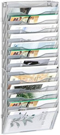 EasyPAG Wall File Organizer for Office 14 Pocket Mesh Wall Mounted Paper Organizer Hanging Folder Holder with Nametag Label for Home School, Silver by EasyPAG