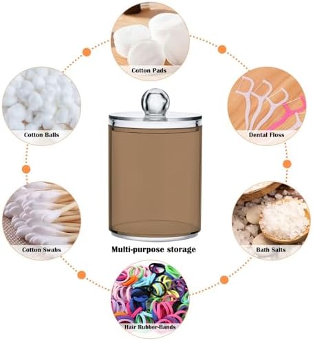 4 Pack Qtip Holder Dispenser with Lids,Light Tan Storage Containers,Bathroom Canisters Organizer for Cotton Ball,Cotton Swab,Cotton Round Pads,Floss 21214715 - Image 3