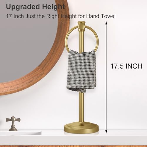 Hoimpro Hand Towel Holder Stand Free Standing Towel Bar Brushed Gold - Image 3