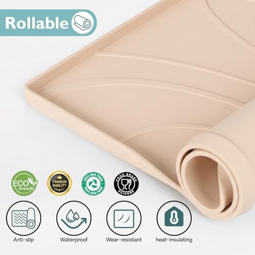 Under Sink Mat 31" x 22", Silicone Under Sink Liner for Kitchen and Bathroom, Waterproof Cabinet Protector Drip Tray, Protects Cabinets from Leaks and Spills - Image 3
