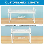 11" Deep Expandable Cabinet Shelf Organizer Riser, 2-Pack White - Image 3